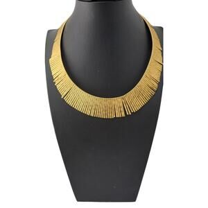 Vintage Gold Fringe Collar Necklace Bronz Italy Dyadema Statement